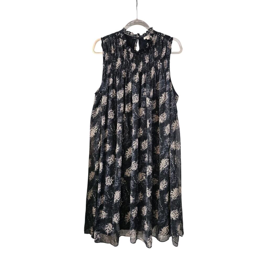 Joie NWT Floral Mini SHIFT Dress Womens 2X Baltic Sleeveless Lined Sheer Overlay